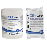 Clinicare IPA 70%  Hospital Grade Disinfectant Towelette