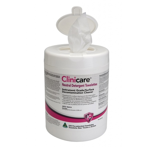 Clinicare Neutral Detergent Towelette: Canister