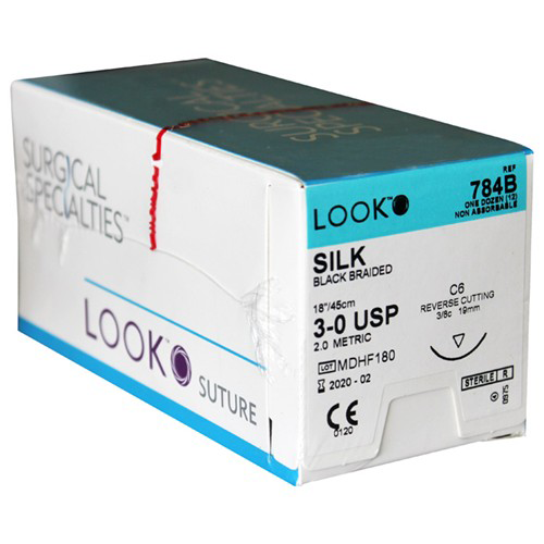 LOOK Silk Suture: 3-0 3/8 circle, 19mm needle